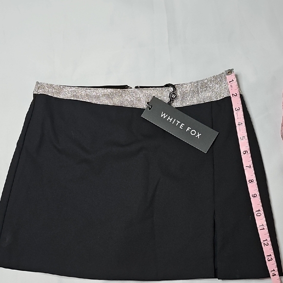 White Fox Boutique Black Mini Skirt with Silver Trim - Picture 4 of 7